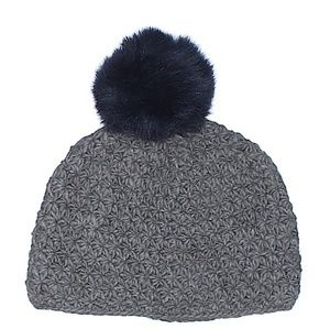 Surely Grey Woven Pom Beanie Hat